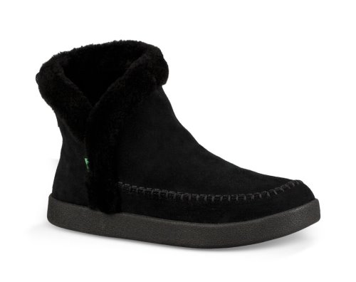 Sanuk Womens Nice Bootah Suede Black Boots | LKRDAN876